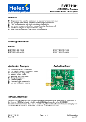 EVB71101-868-FSK-C Datasheet PDF Melexis Microelectronic Systems 