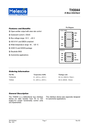 TH3044.2A Datasheet PDF Melexis Microelectronic Systems 