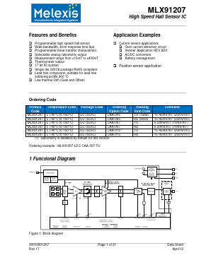 MLX91207 Datasheet PDF Melexis Microelectronic Systems 