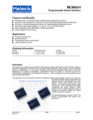 MLX90314LUF Datasheet PDF Melexis Microelectronic Systems 