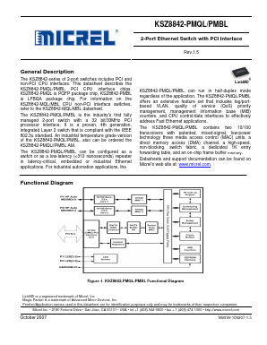 KSZ8842-PMQLI Datasheet PDF Micrel