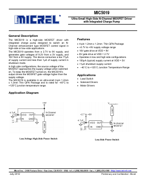 MIC5019 Datasheet PDF Micrel