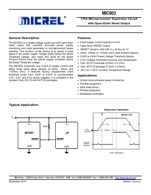 MIC803-31D2VC3 Datasheet PDF Micrel