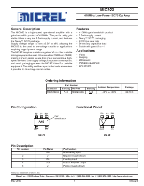 MIC923BC5 Datasheet PDF Micrel