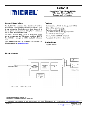 SM802111 Datasheet PDF Micrel
