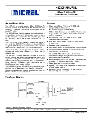 KSZ8051MNL Datasheet PDF Micrel