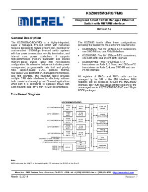 KSZ8895RQTR Datasheet PDF Micrel