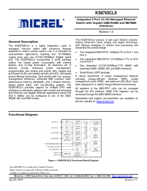 KSZ8765CLXCC Datasheet PDF Micrel