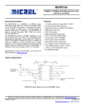 MICRF219AAYQS Datasheet PDF Micrel