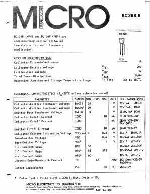 BC369 Datasheet PDF Micro Electronics