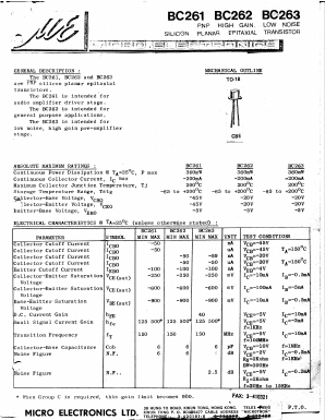 BC262 Datasheet PDF Micro Electronics
