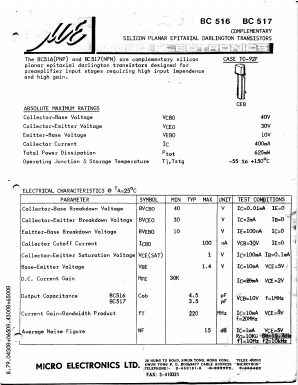 BC517 Datasheet PDF Micro Electronics