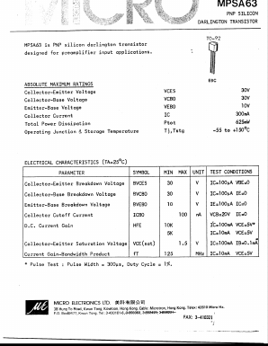 MPSA63 Datasheet PDF Micro Electronics