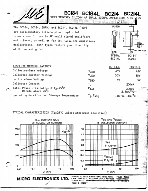 BC214 Datasheet PDF Micro Electronics