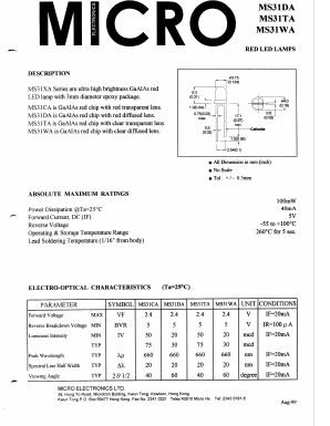 MS31DA Datasheet PDF Micro Electronics