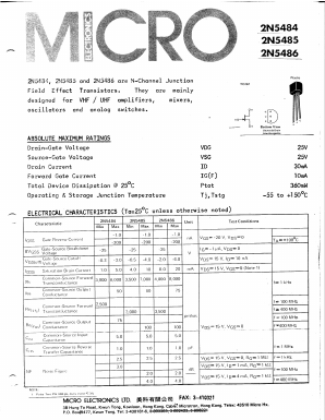 2N5484 Datasheet PDF Micro Electronics