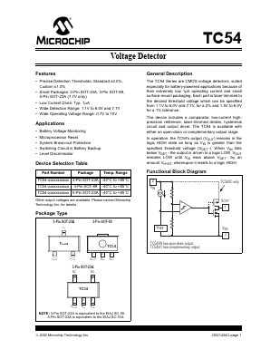 TC54VC1701EMBTR Datasheet PDF Microchip Technology