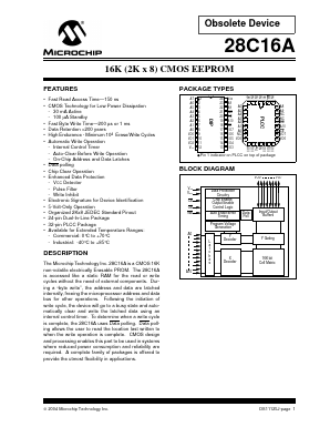 28C16A-20/P Datasheet PDF Microchip Technology