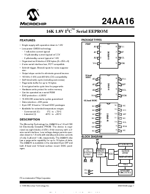 24AA16P Datasheet PDF Microchip Technology