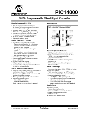 PIC14000T-20I/JW Datasheet PDF Microchip Technology