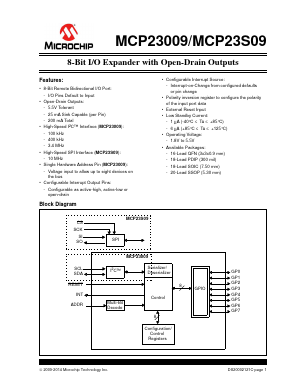 MCP23009T-EP Datasheet PDF Microchip Technology