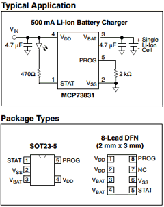 MCP73831-2ADI/MC Datasheet PDF Microchip Technology