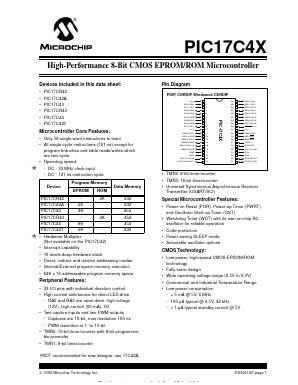 PIC17C42A-08 Datasheet PDF Microchip Technology