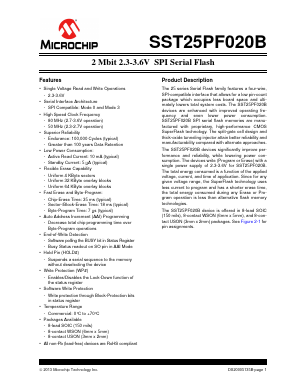 SST25PF020B Datasheet PDF Microchip Technology