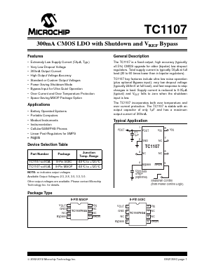TC1107-2.5VOATR Datasheet PDF Microchip Technology