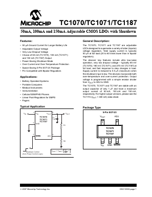 TC1071VCT713 Datasheet PDF Microchip Technology