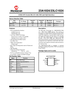 23A1024T-I/SN Datasheet PDF Microchip Technology