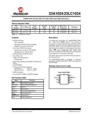 23A1024T-I/SN Datasheet PDF Microchip Technology