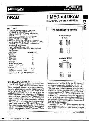 MT4C4001S-7 Datasheet PDF Micron Technology