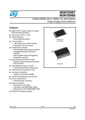 M29F200BB55N1 Datasheet PDF Micron Technology
