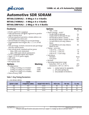 MT48LC16M8A2F4-6ALAIT Datasheet PDF Micron Technology