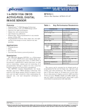 MT9V011 Datasheet PDF Micron Technology