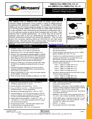 SMBJ110CAE3 Datasheet PDF Microsemi Corporation