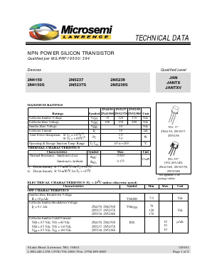 2N4150S Datasheet PDF Microsemi Corporation