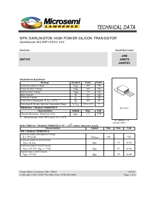 2N7370 Datasheet PDF Microsemi Corporation