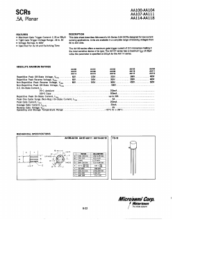 AA116 Datasheet PDF Microsemi Corporation