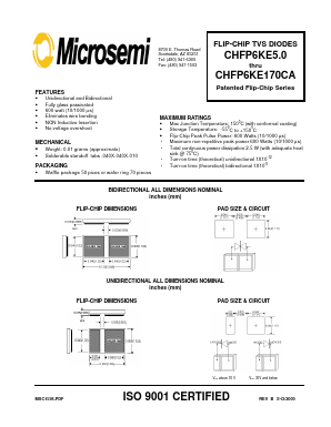 CHFP6KE10 Datasheet PDF Microsemi Corporation