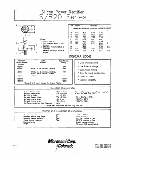 S20 Datasheet PDF Microsemi Corporation