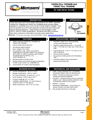 1N2816A Datasheet PDF Microsemi Corporation