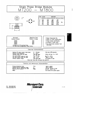 MT200 Datasheet PDF Microsemi Corporation