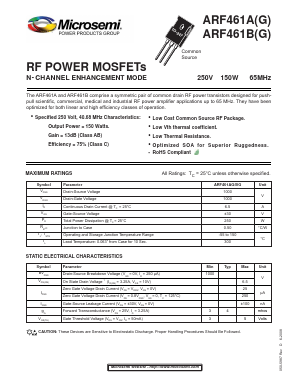 ARF461B Datasheet PDF Microsemi Corporation