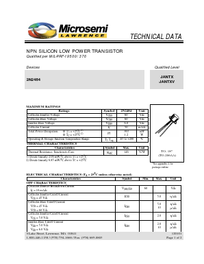 2N2484 Datasheet PDF Microsemi Corporation