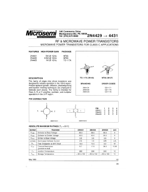 2N4429 Datasheet PDF Microsemi Corporation