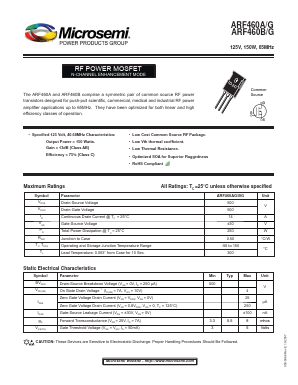 ARF460AG Datasheet PDF Microsemi Corporation