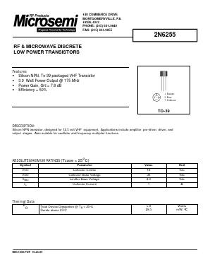 2N6255 Datasheet PDF Microsemi Corporation