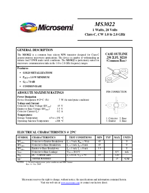 MS3022 Datasheet PDF Microsemi Corporation